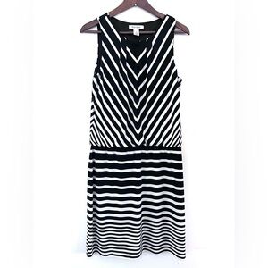 White House Black Market Knit Jersey Tank Top Black and White Midi Dress Size M